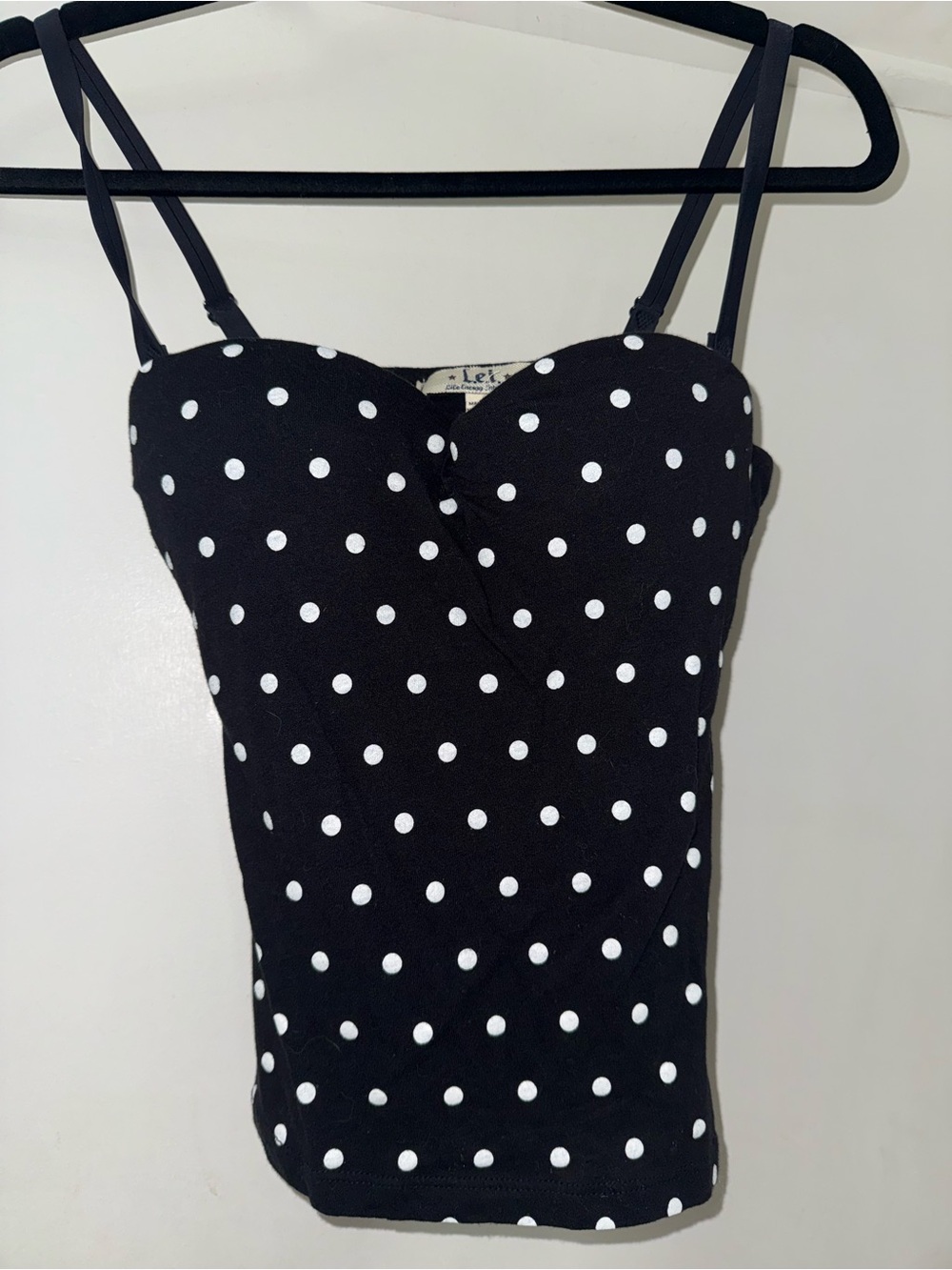 Black Polka Dot Tank Top with built in foam/underwire bra